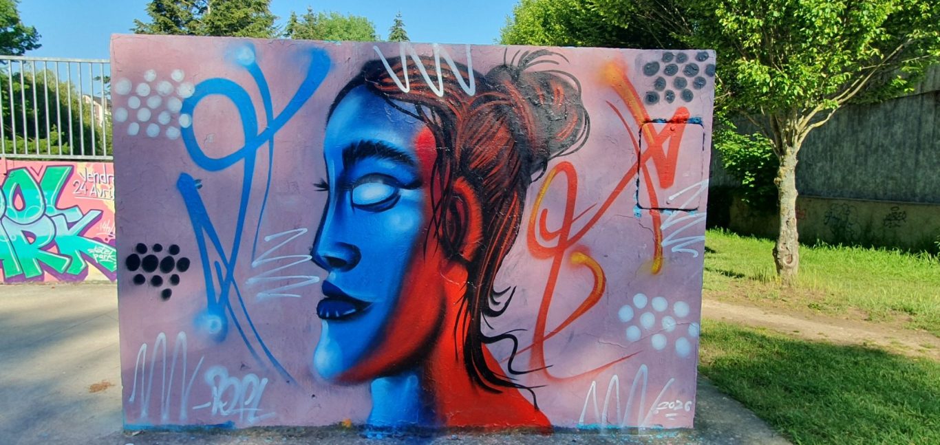 Rouge Bleu Art figuratif contemporain une oeuvre purement contemplative.Avec une volonté de réalisme et le brut du fatcap inspiré par le tague vandale